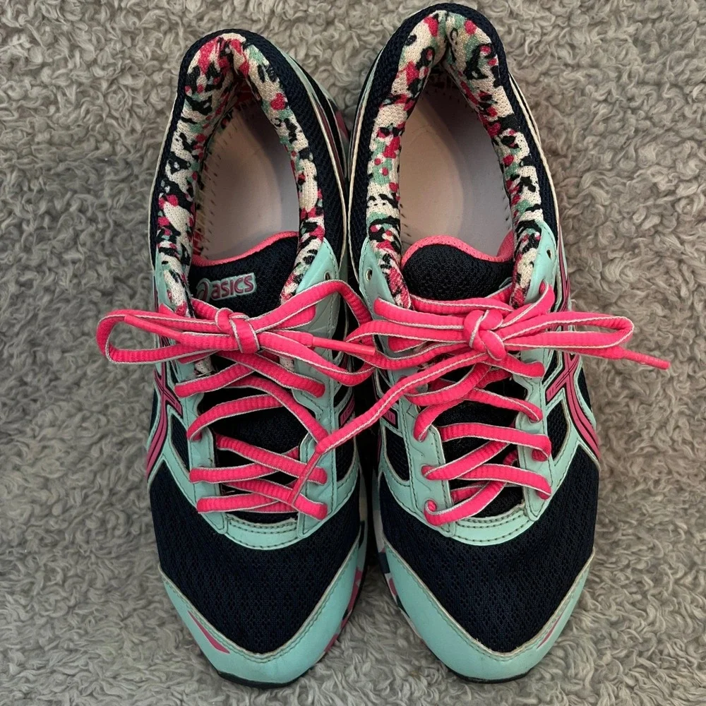ASICS Gel-Frantic 7 Womens Running Shoes Size 6 Teal Pink‎ Mesh Camo T3A6Q